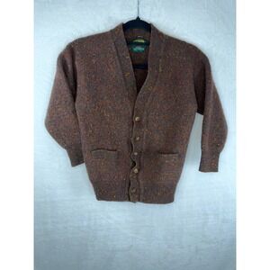 Johnstons of Elgin Scott Officer Shetland Wool Cardigan Brown Confetti Scotland